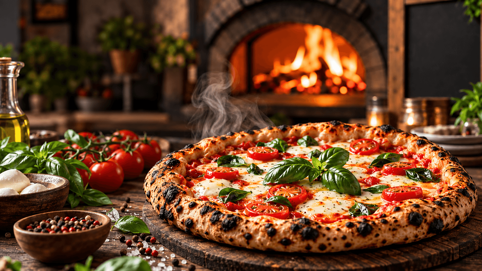 Frische Pizza aus dem Steinofen